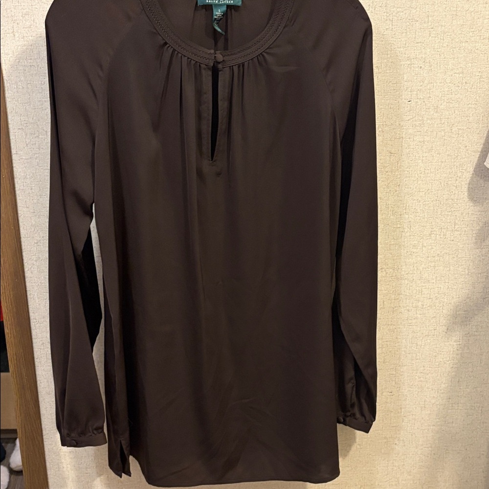 Lauren Ralph Lauren Dark Brown Long Sleeve Blouse